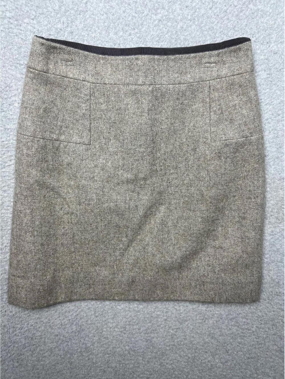 J Crew Womens Wool Mini Pencil Skirt 0 Office Career Old Money Gray Minimalist